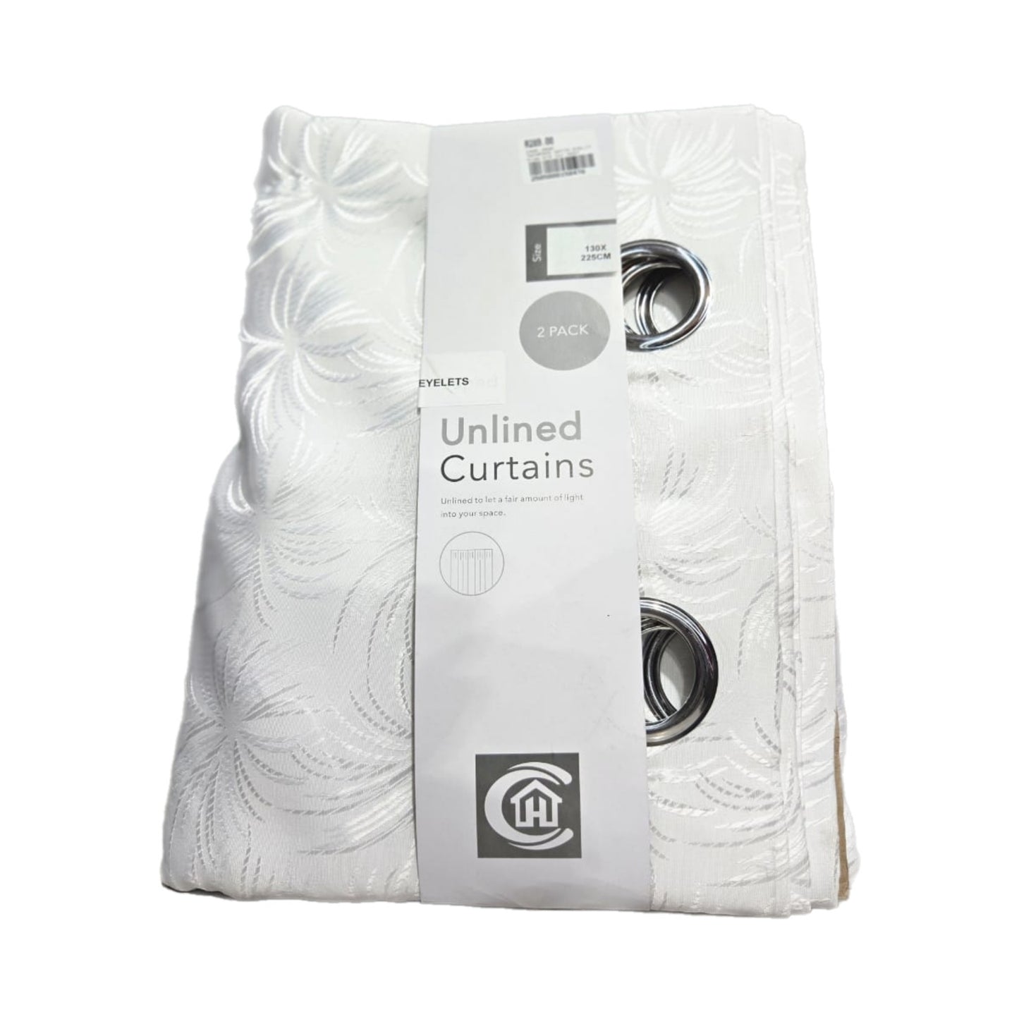 Eyelet Unlined Curtains – 2 Pack (130cm x 225cm)